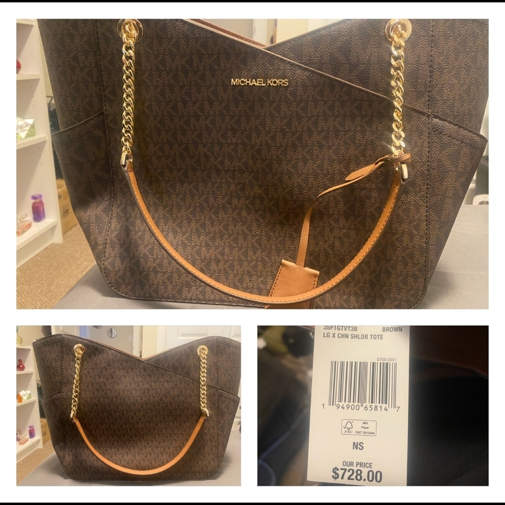 Michael Kors Dark Brown Tote with Gold Accents